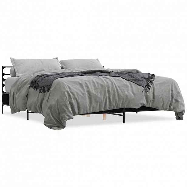 vidaXL Rám postele černý 200 x 200 cm kompozitní dřevo a kov