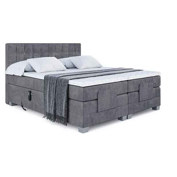 ALTDECOR BOXSPRINGOVÁ POSTEL s matrací H3/H4 - OSTO EL - 200x200 cm Tmavě šedá
