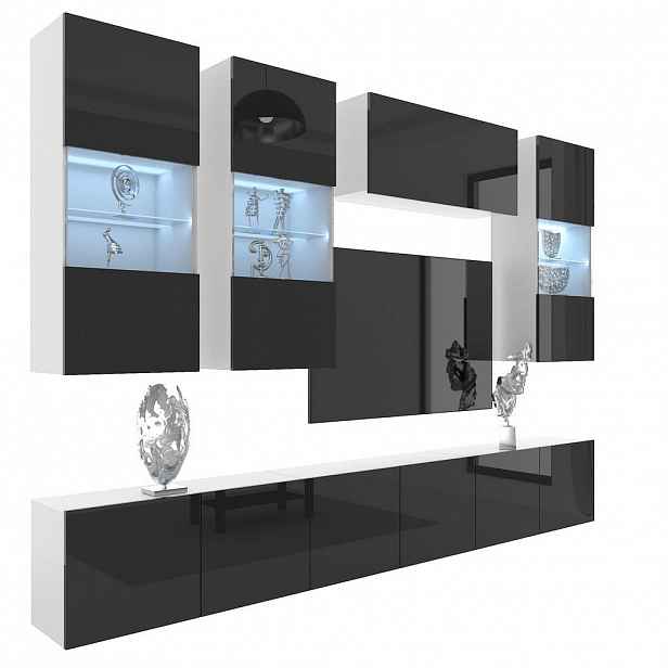 B BELINI GROUP OBÝVACÍ STĚNA Milano 5, Černá lesklá, 300 cm, Bezúchytková
