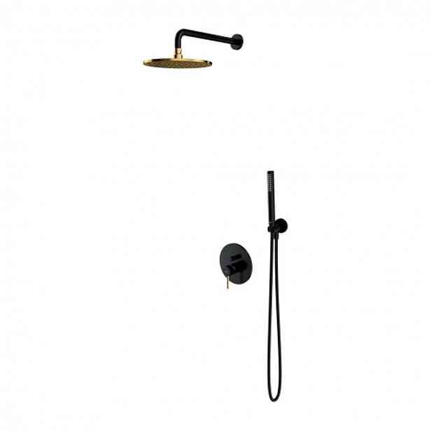 OMNIRES Y - Sprchový set s baterií pod omítku, s tělesem, průměr 25 cm, černá/zlatá SYSY18BLGL