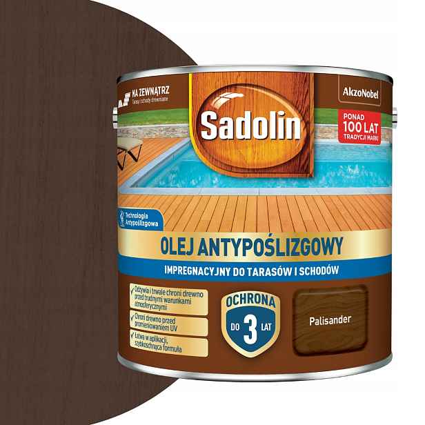 Sadolin Protiskluzový ochranný olej 3 Roky pro terasy 2,5L Palisander