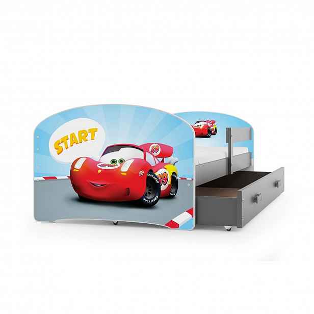 Dětská postel LUKI 1 160x80 cm Šedá Cars