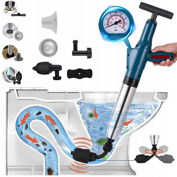 Pumpa Pro Protlačování Dráždění Potrubí Tlakový Nástroj Toalet Wc Kanalizace