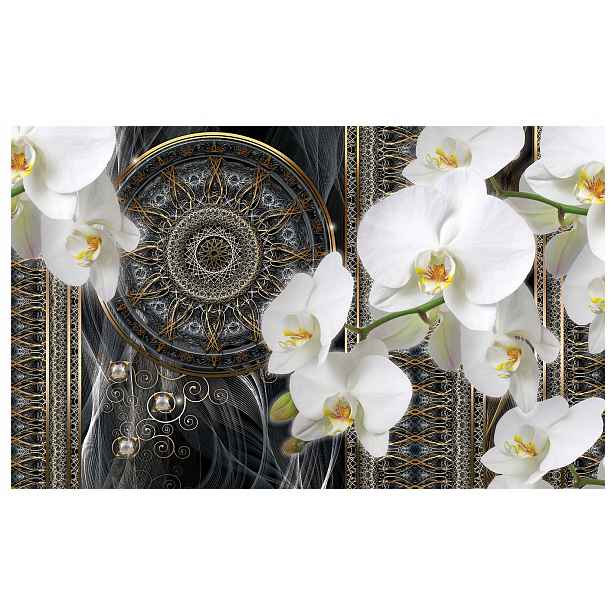 Fototapeta Orchideje Mandala bílá 368x254 vinylová lepidlo