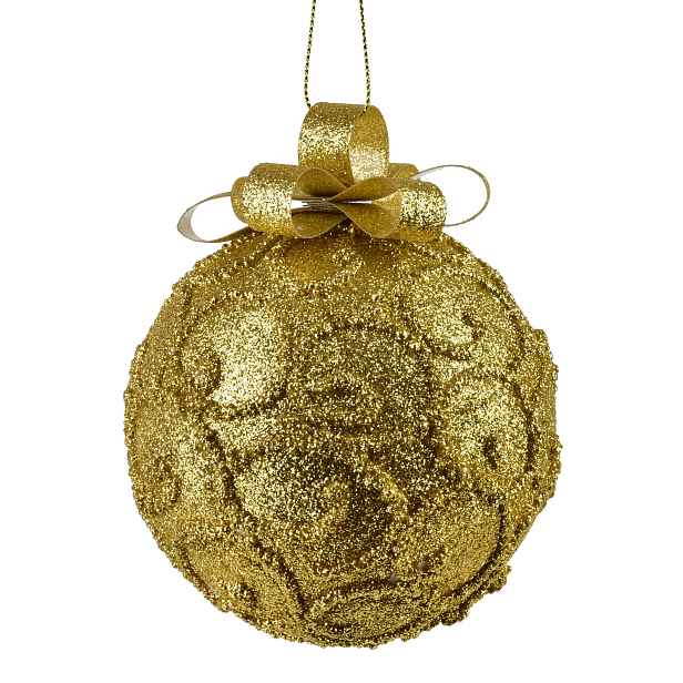 Mondex Vánoční baňka SANTA LILA Ribbon 10 cm zlatá