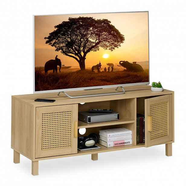 Relaxdays TV-SKŘÍŇKA Přírodní ratan 115x40x48 cm