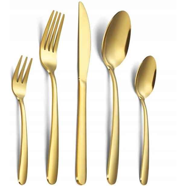 Sada příborů Hunnycook gold 60 kusů ve zlaté barvě pro 12 osob