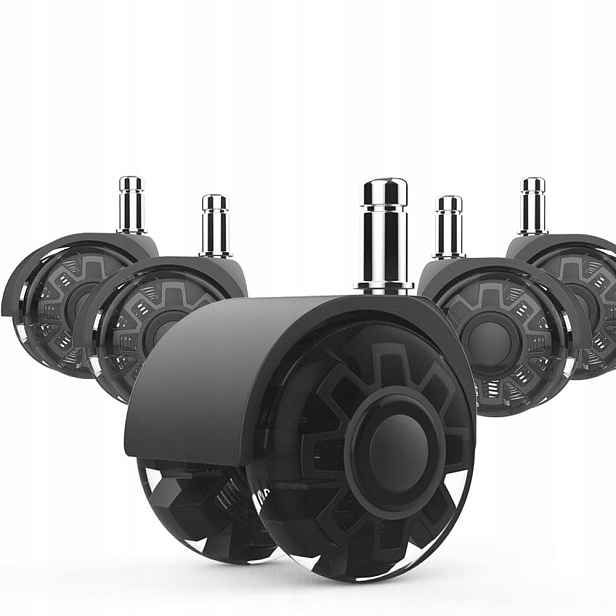 Tichá Pu kolečka pro kancelářskou židli 2.5" otočná 11x22 mm černá
