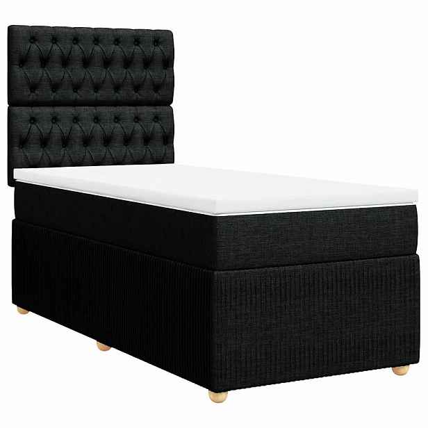vidaXL Box spring postel s matrací černá 90x200 cm textil