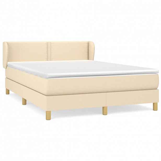 vidaXL Box spring postel s matrací krémová 140x190 cm textil