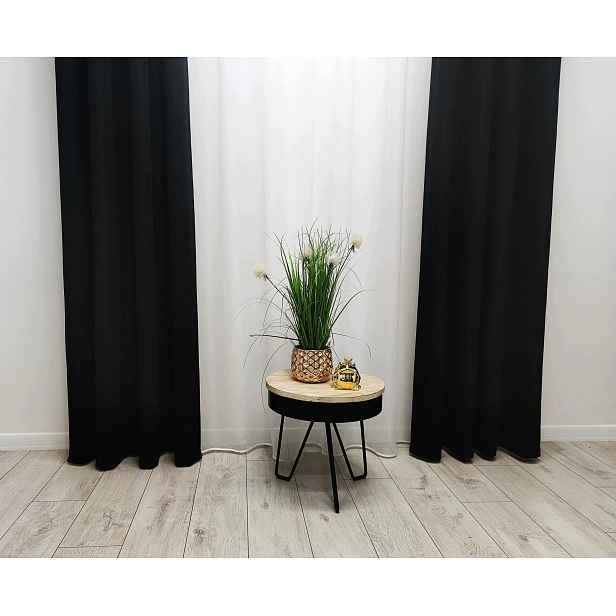 Hotový závěs Milas s páskou Černá měkká 2 ks sada závěsů 135x250
