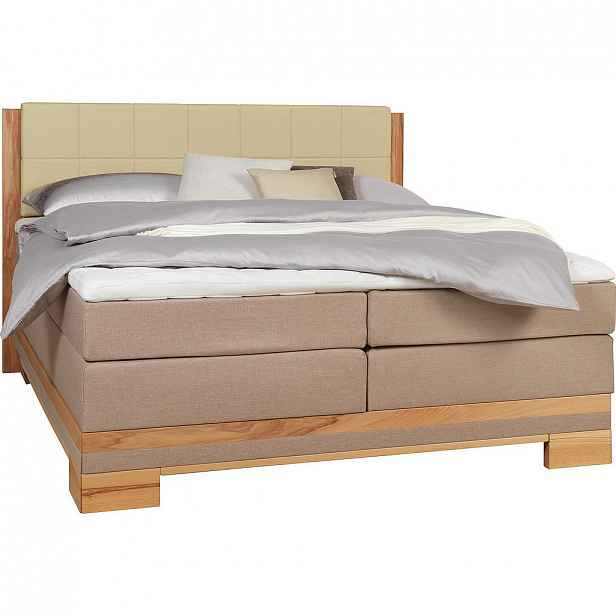 Linea Natura Postel Boxspring, Dřevo/Textil, Béžová, 180x200 cm