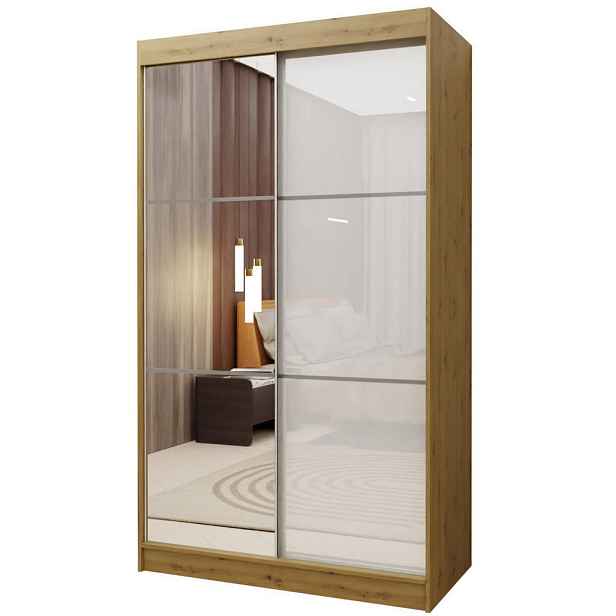 MASSENO ŠATNÍ SKŘÍŇ S POSUVNÝMI DVEŘMI VITALE, 120/216/61 cm 2dveřová se zrcadlem, dub Artisan