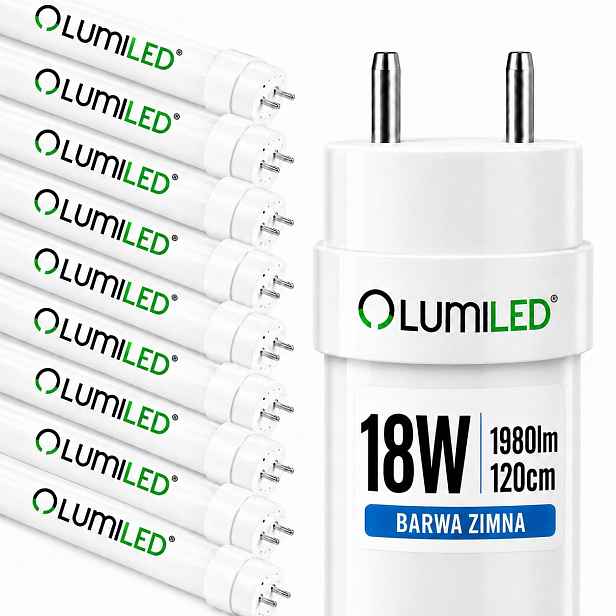 10x Led žárovka T8 G13 18W 120 cm 1980 lm 6500K Studená 160° Energeticky úsporná