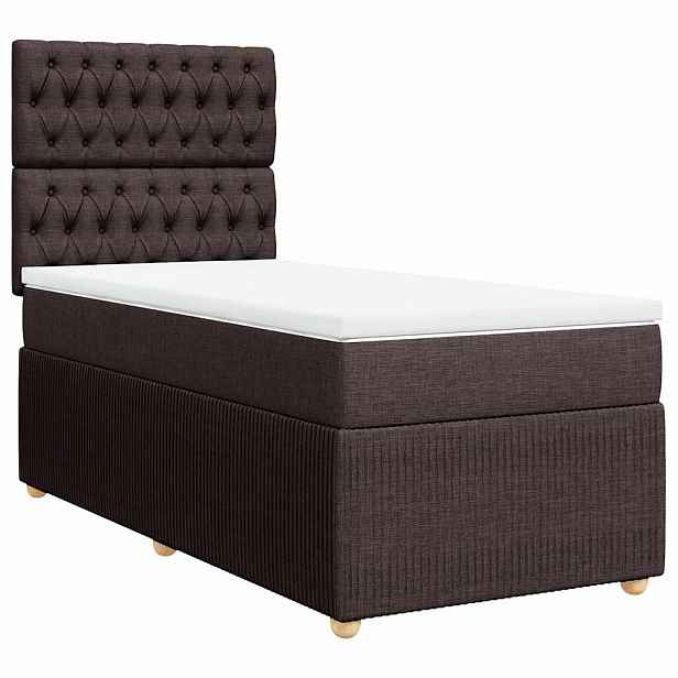 vidaXL Box spring postel s matrací tmavě hnědá 90x200 cm textil