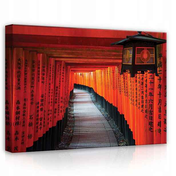 Obraz 70x50 Červená brána Torii tunel Japonsko Fushimi Inari cesta