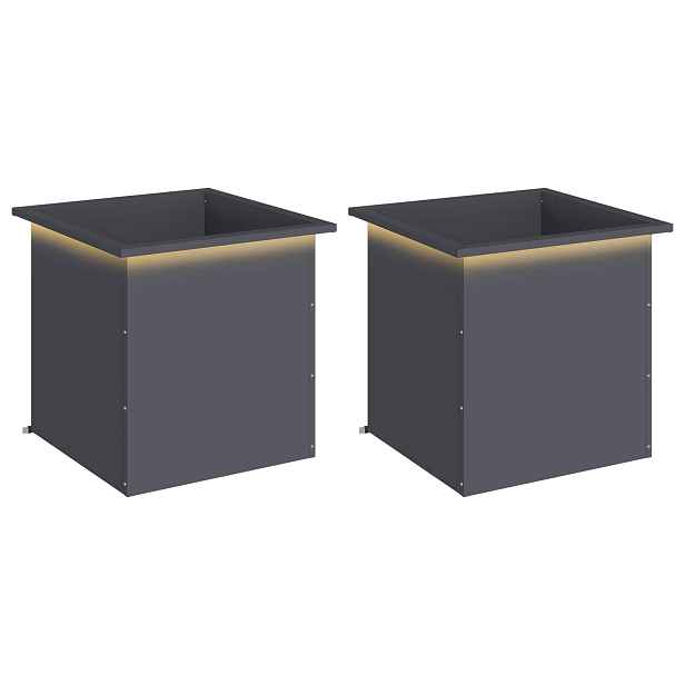 vidaXL Zahradní truhlík s LED osvětlením 2 ks Antracitová