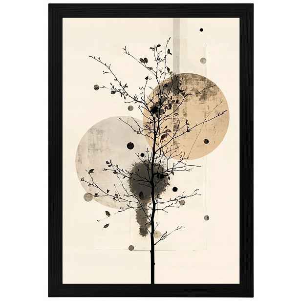 Plakát Rámeček Dřevo Grafika Geometrie Dřevo Zen Natura Béžová Hnědá 40x60