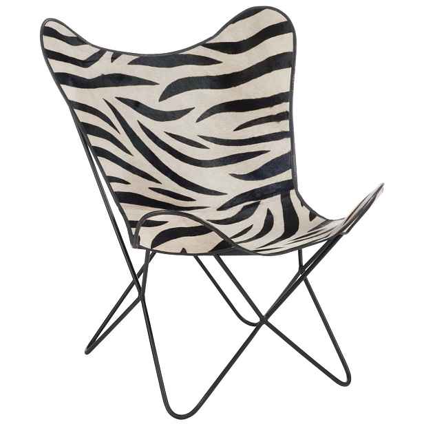 Bílo-černé kožené salónní křeslo Zebra - 75*87*86 cm J-Line by Jolipa