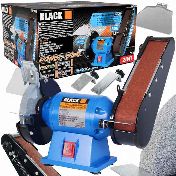 Stolní Kotoučová A Pásová Bruska Black, 250 W, Dvojitá, S Funkcí