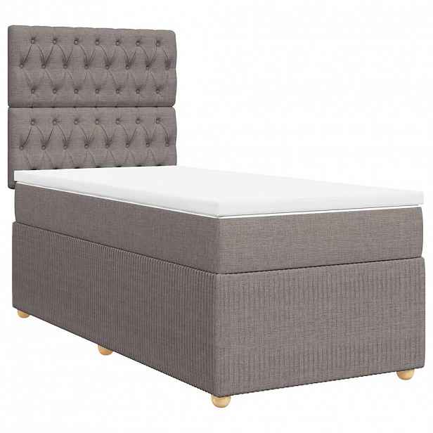 vidaXL Box spring postel s matrací taupe 90x200 cm textil