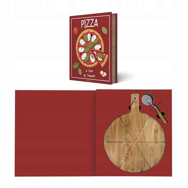 Sada na pizzu: Prkénko na krájení Nůž na pizzu nerezová ocel