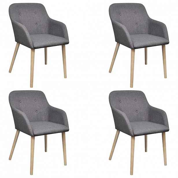 vidaXL Jídelní židle 4 ks světle šedé textil a masivní dubové dřevo