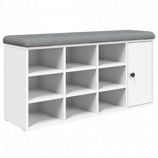 vidaXL Lavice s botníkem bílá 102 x 32 x 50 cm kompozitní dřevo