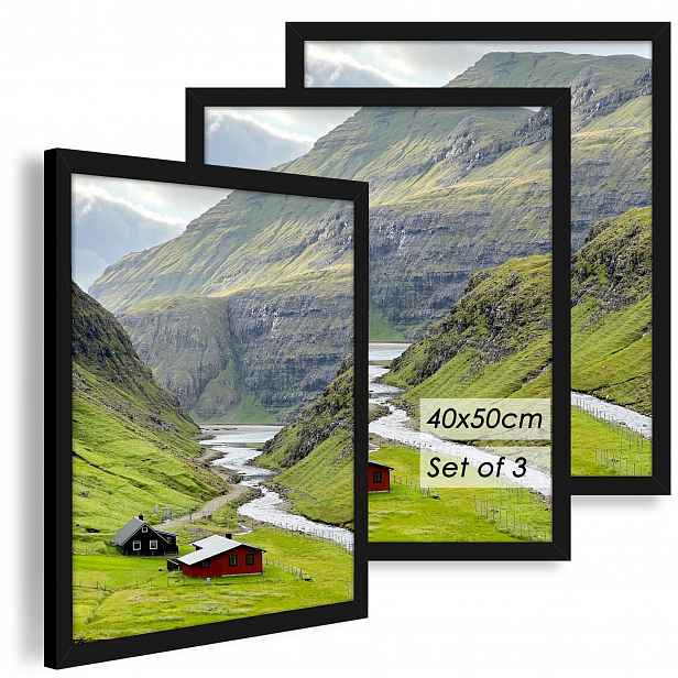 Fotorámečky 40 x 50 cm černé, sada 3 kusů