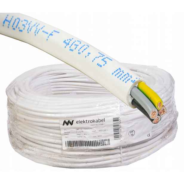 Kabel kabel Omy 4x0,75 mm Cu lanko měděné bílé 100m