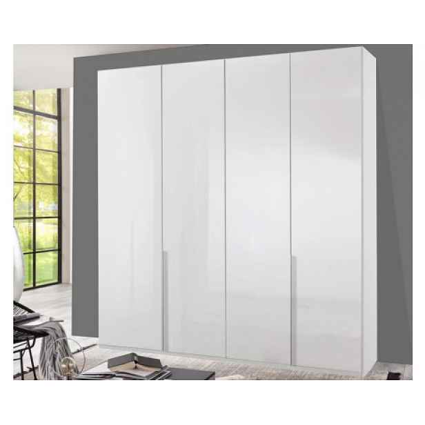 Šatní skříň New York D, 180 cm, bílá/bílý lesk