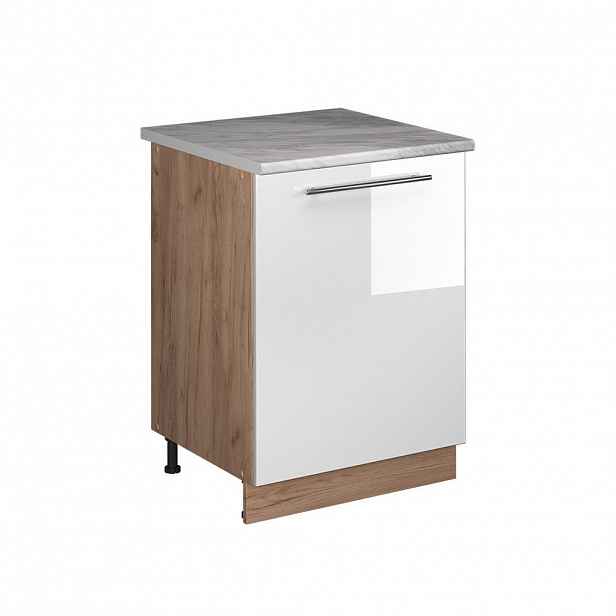 Vicco SPODNÍ SKŘÍŇKA KUCHYŇSKÉ LINKY Fame-Line, Bílá vysoký lesk/Zlatý mocný dub, 60 cm 1 dvířka s pracovní deskou