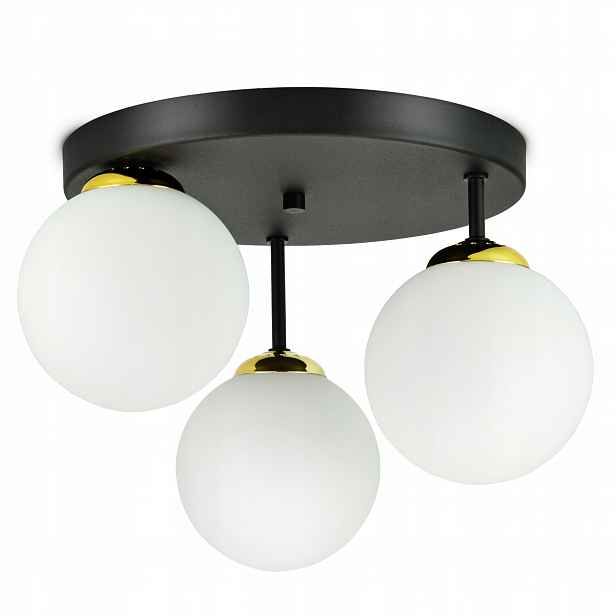 Závěsná Stropní Lampa Lustr Černá Zlatá Koule