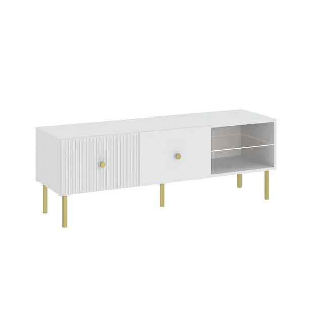 Casarredo Televizní stolek 1D ALMONTE - bílá/zlatá