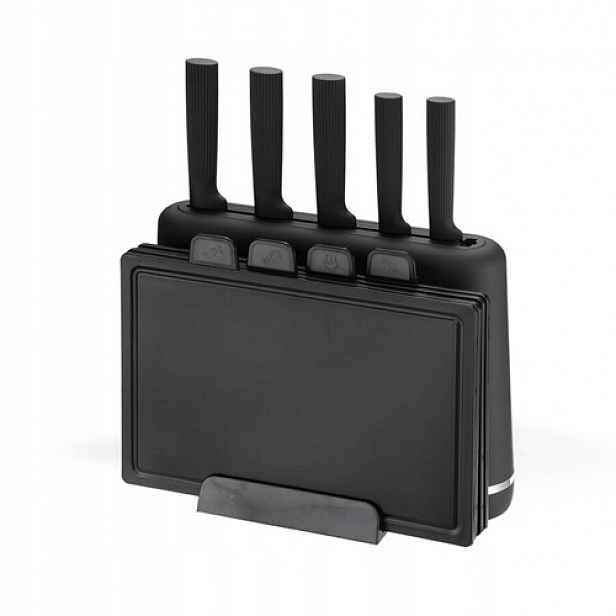 Elegantní sada nožů a prkének na podstavci 2v1 Maestro MR-1412-BLACK