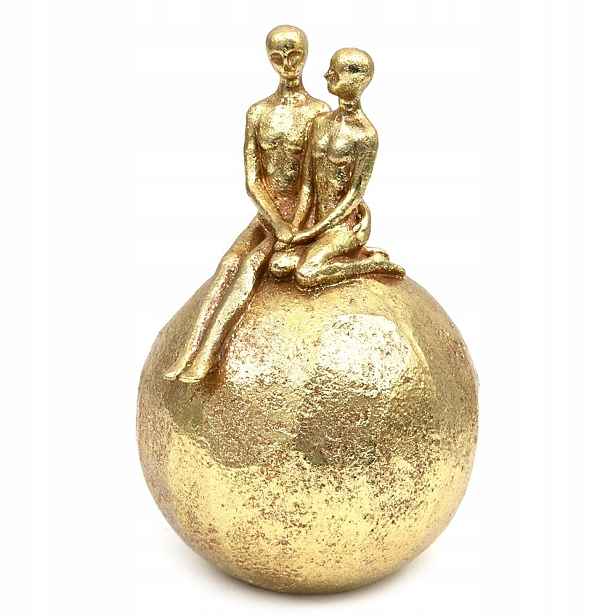 Figurka Zamilovaný Pár Zlatá 25 cm Na Kameni Koule