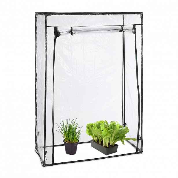 Relaxdays SKLENÍK Průhledný Černý PVC fólie