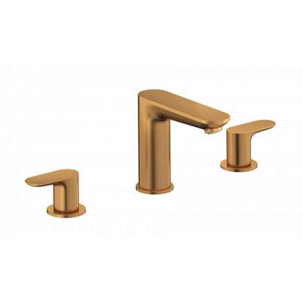 Duravit Wave - Umyvadlová baterie s výpustí Push-Open, 3-otvorová instalace, kartáčovaný bronz WA1060005004