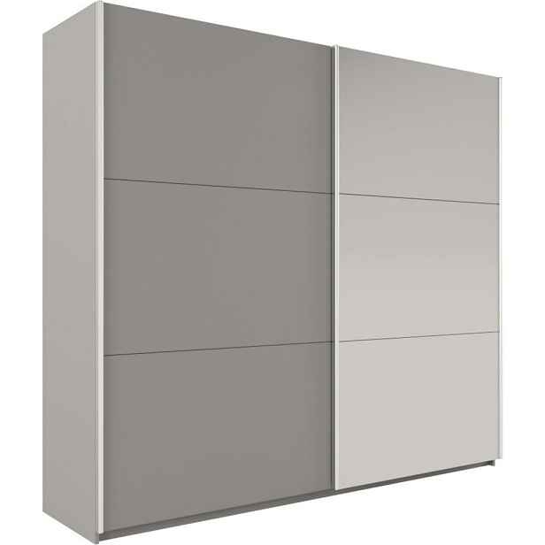 MASSENO ŠATNÍ SKŘÍŇ S POSUVNÝMI DVEŘMI IVERN, 225/215/65 cm 2dveřová se zrcadlem, šedá