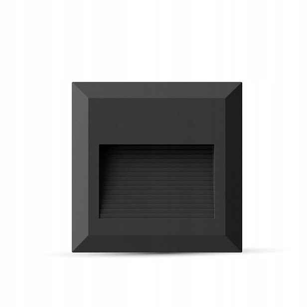 V-tac Schodišťové svítidlo 2W Led černé čtverec 230V IP65 VT-1152 4000K 70lm