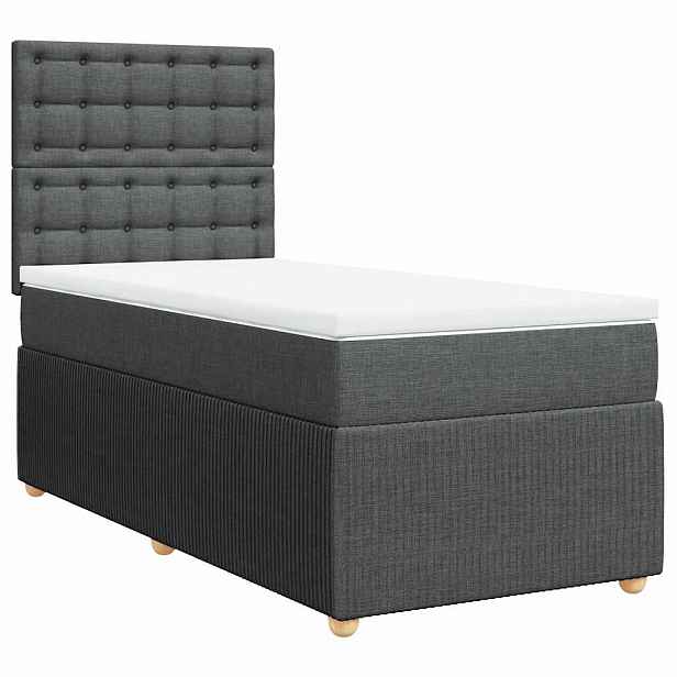 vidaXL Box spring postel s matrací tmavě šedá 90x200 cm textil