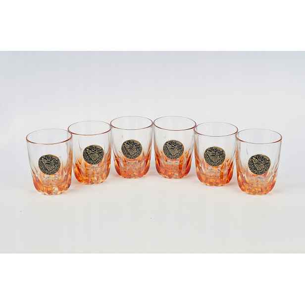 sklenice na whisky Golden Fox Amber Fire Deer Gold v dřevěné krabičce