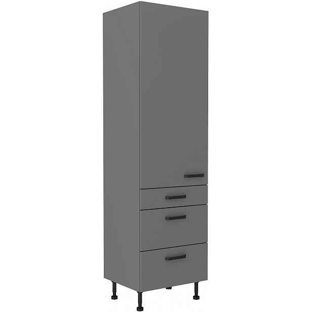 Vysoká potravinová skříňka Nessa 60 DKS-215 3S1F - Premium Box Barva korpusu: Antracit, Barva dvířek: Antracit