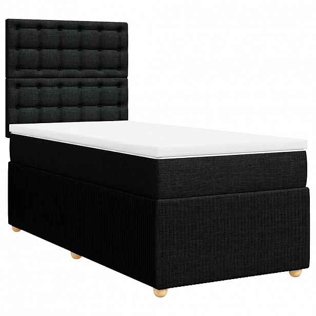 vidaXL Box spring postel s matrací černá 90x200 cm textil