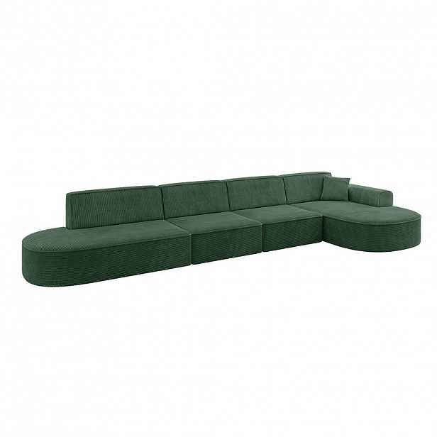 ALTDECOR ROHOVÁ SEDACÍ SOUPRAVA s otomanem vpravo MARI-L3 – 413 x 171 x 79 cm, zelený manšestr