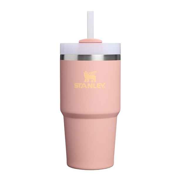 Broskvová termoska s brčkem z nerezové oceli 600 ml Quencher H2.O FlowState™ Tumble Peach Rose – Stanley