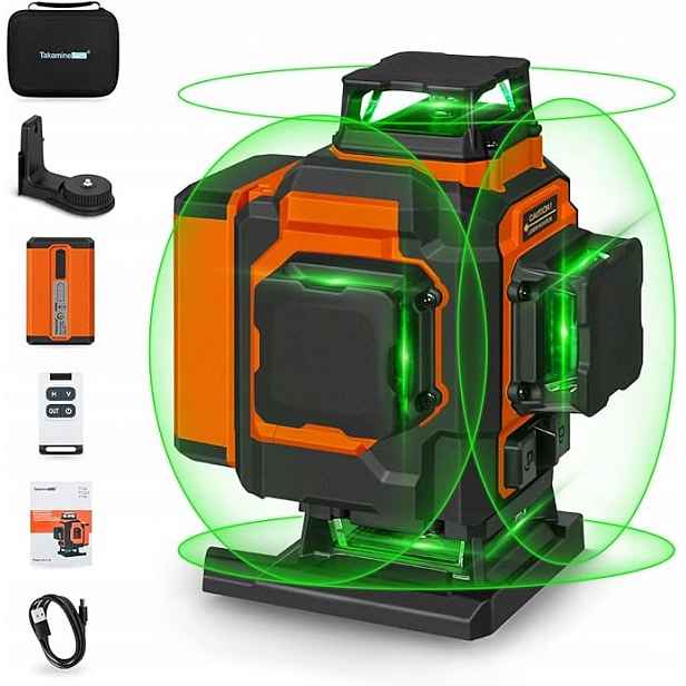 Laser Křížový stavební nivelátor 4D 16 linií 360° zelený IP54 5200 mAh