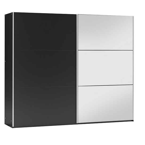 MASSENO ŠATNÍ SKŘÍŇ S POSUVNÝMI DVEŘMI IVERN, 250/215/65 cm 2dveřová se zrcadlem, černá