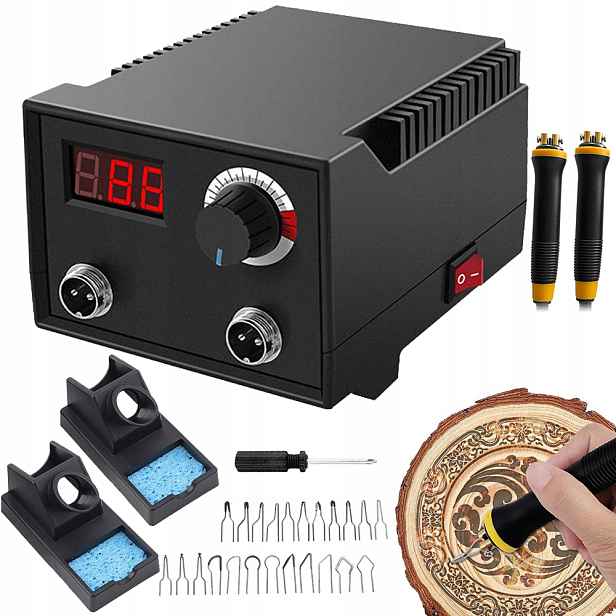 Profesionální Sada Pyrografů 100W 2 Pera 23 Hrotů Vypalovačka