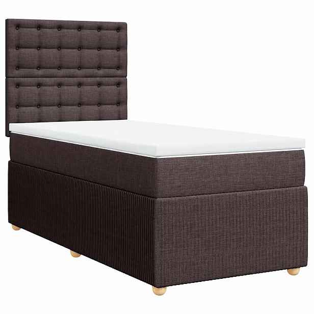 vidaXL Box spring postel s matrací tmavě hnědá 90x200 cm textil